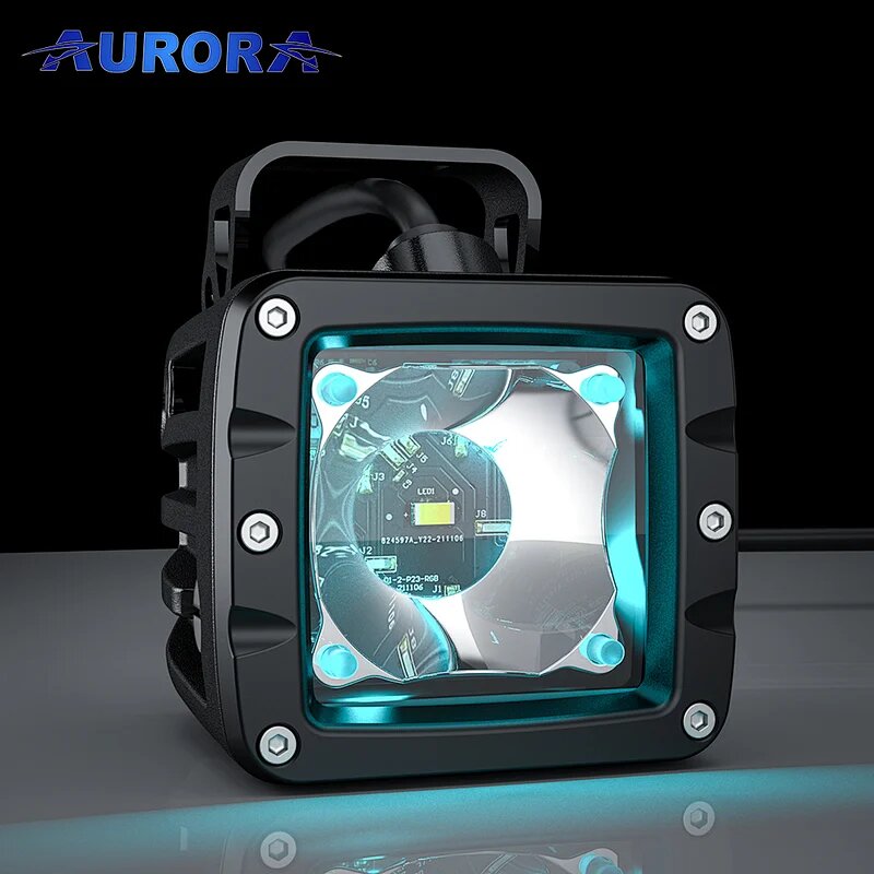 Две светодиодные фары Aurora ALO-2-T-P23Q 30W, RGB ПОДСВЕТКА 2