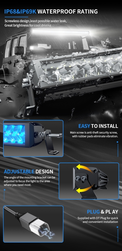 Светодиодная балка ALO-D8-20-R5Y1-Q 40 диодов 200W + RGB 8